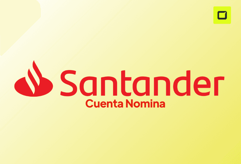 Logo de santander cuenta nomina con fondo amarillo y letras rojas