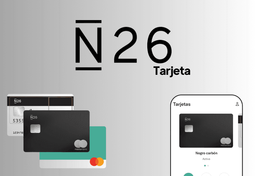 tarjeta n26 con fondo gris degradado y letras negras