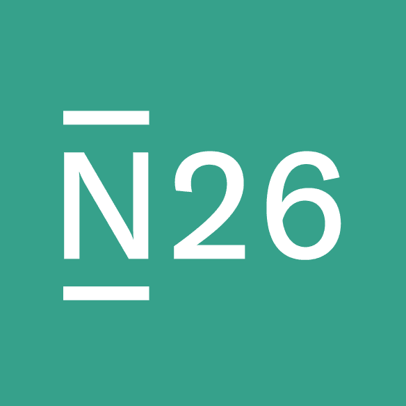 logo de n26 con fondo verde y letras blancas