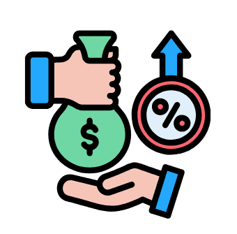 icono de una cuenta remunerada con una bolsa de dinero en una mano