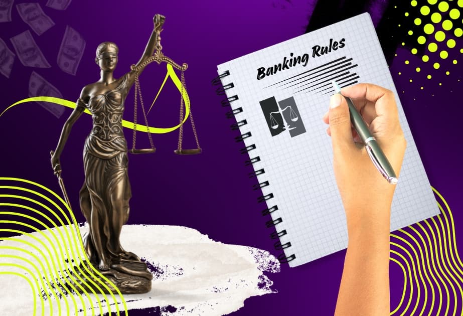 Imagen de persona escribiendo las leyes bancarias