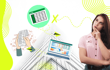mujer planteandose su presupuesto en excel, gastos y graficas