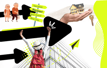 felchas apuntaando a los diferentes tipos de metas financieras: jubilacion, viaje, comprar casa