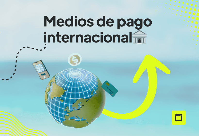 globo terraqueo con las acciones posibles en un pago internacional, compras, pagos, cambio de divisas
