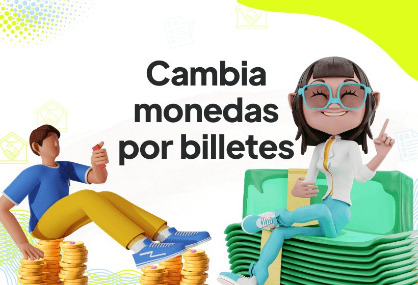 personas felices porque saben que ahora pueden cambiar monedas por billetes