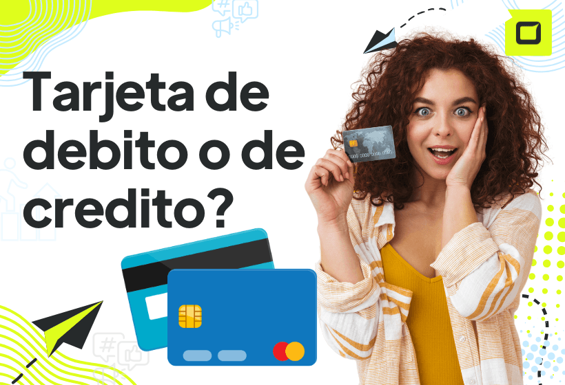 chica sorprendida porque por fin pudo elegir que tarjeta le convenía mas si credito o debito
