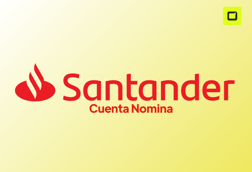 Logo de santander cuenta nomina con fondo amarillo y letras rojas