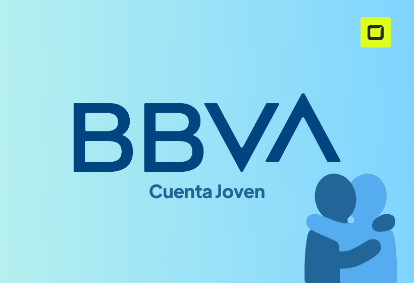 logo de la cuenta joven de BBVA con letras azules oscuro y fondo azul claro