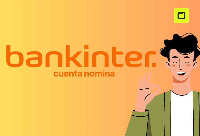 logo de la cuenta nomina bankinter en naranja con fondo degradado en amarillo