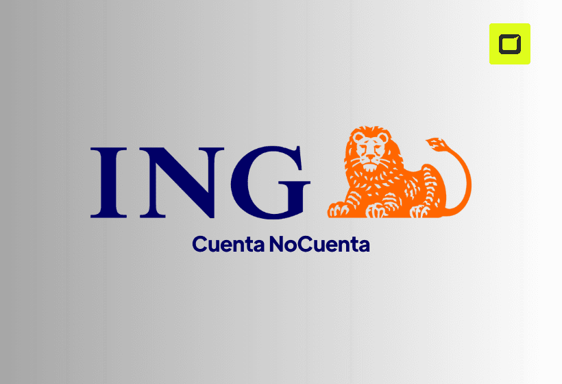 Logo de la cuenta nocuenta de ing con fondo gris, letras azules y icono de león