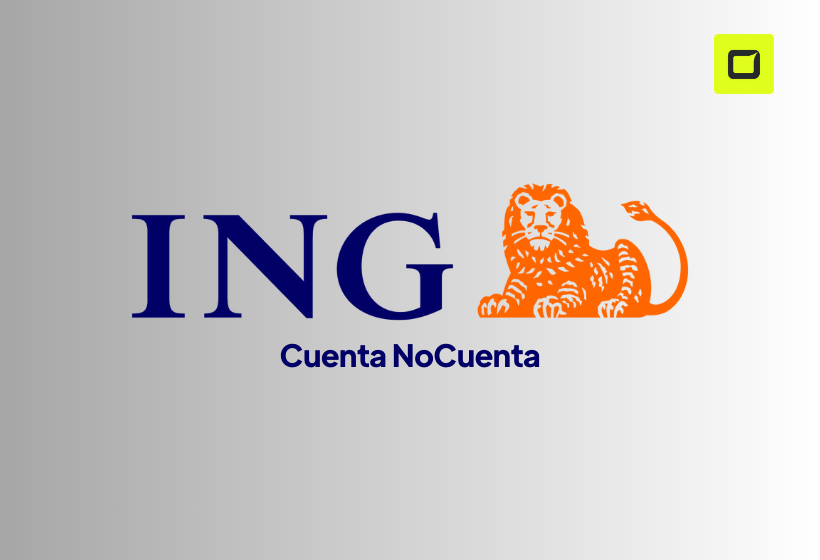 Logo de la cuenta nocuenta de ing con fondo gris, letras azules y icono de león