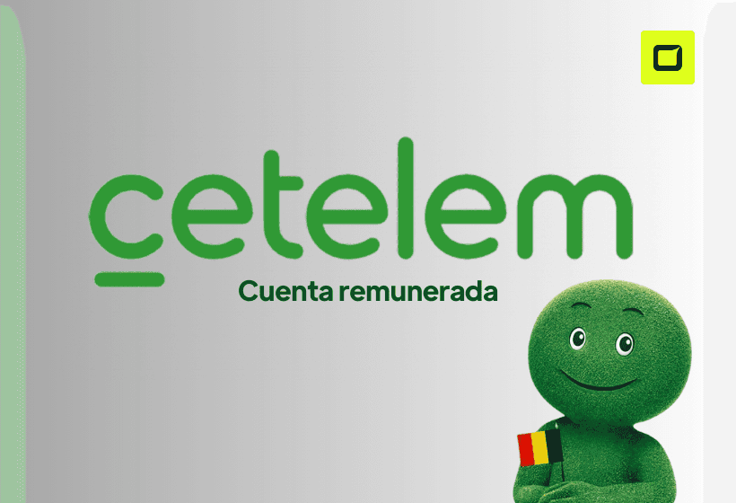 cuenta remunerada cetelem con su logo de color verde y su fondo bicolor