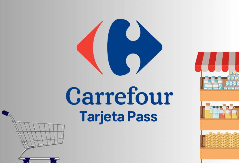logo de tarjeta carrefour pass con carrito de la compra