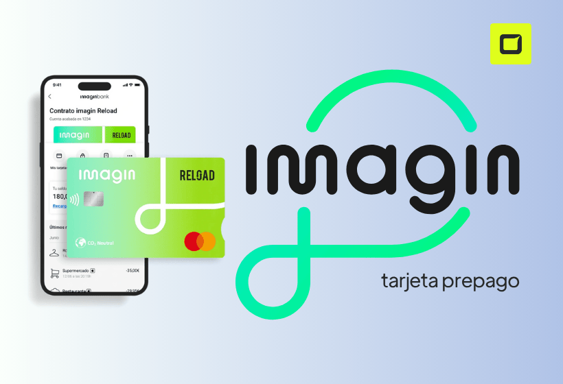 logo de la tarjeta prepago imagin con una tarjeta y la app