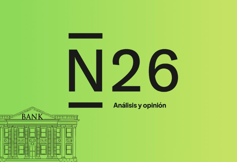 logo de banco n26 con su opinión y análisis completo con un icono de banco y fondo color verde