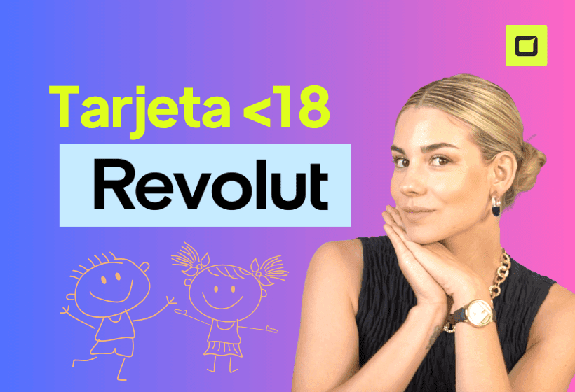 paula Diaz linares explicando como usar la tarjeta revolut para menores, dibujo de caricatura de dos niños mostrandose su tarjeta revolut nueva