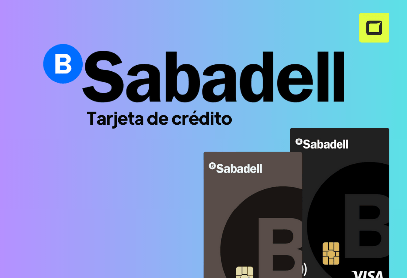 logo de la tarjeta de credito sabadell, con icono de la tarjeta en color azul y gris