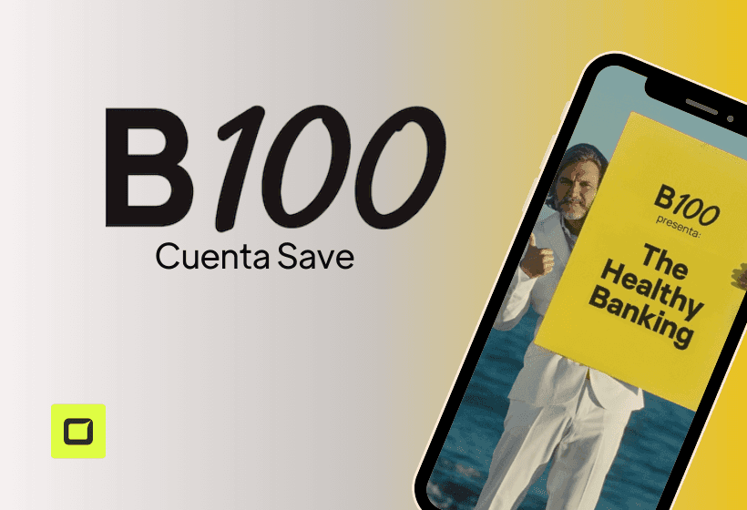 logo de cuenta save b100 con fondo amarillo y un telwfono movil