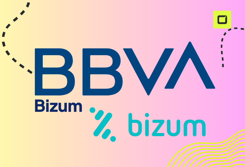 Logo del banco BBVA y la plataforma de transferencia de dinero Bizum mostrando como trabajan juntos y puedes hacer Bizum BBVA