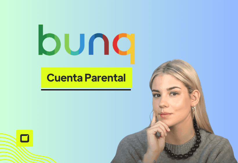 Paula Diaz Linares periodista de Rankia explicando la cuenta parental de bunq con el logo de Rankiator
