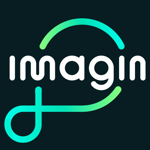Logo de imagin con fondo negro y letras blancas