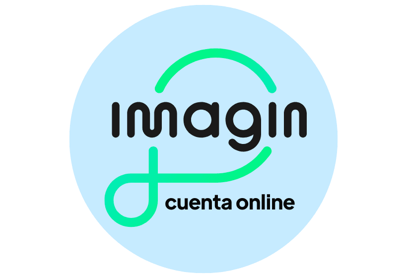 Logo imagin cuenta online, fondo azul claro