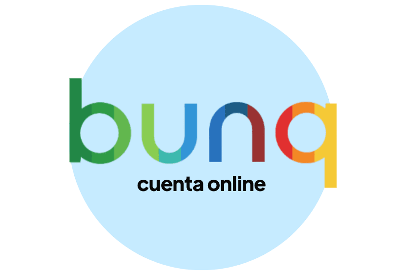 Logo BUNQ cuenta online, fondo azul claro