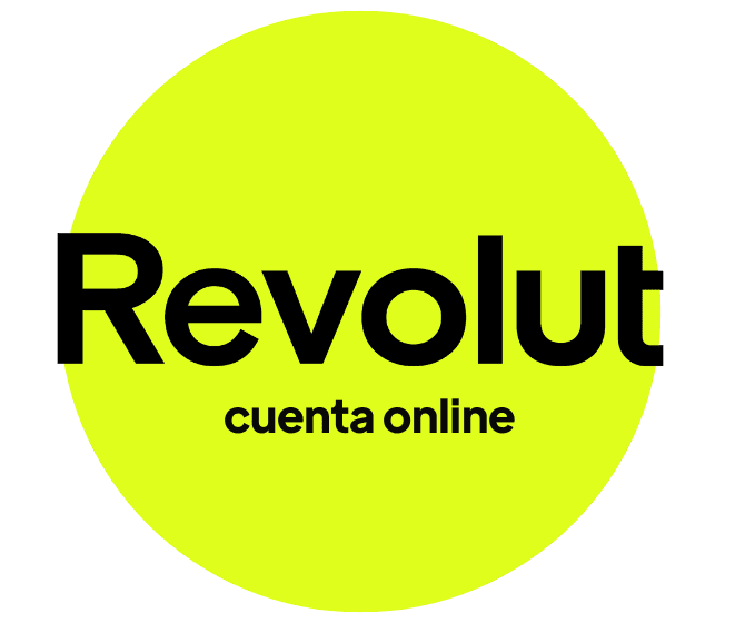 Logo de revolut cuenta online, con letras negras y fondo amarillo