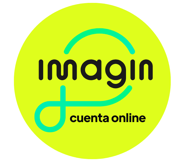 logo de imagin cuenta online sin comisiones con fondo amarillo y letras negras