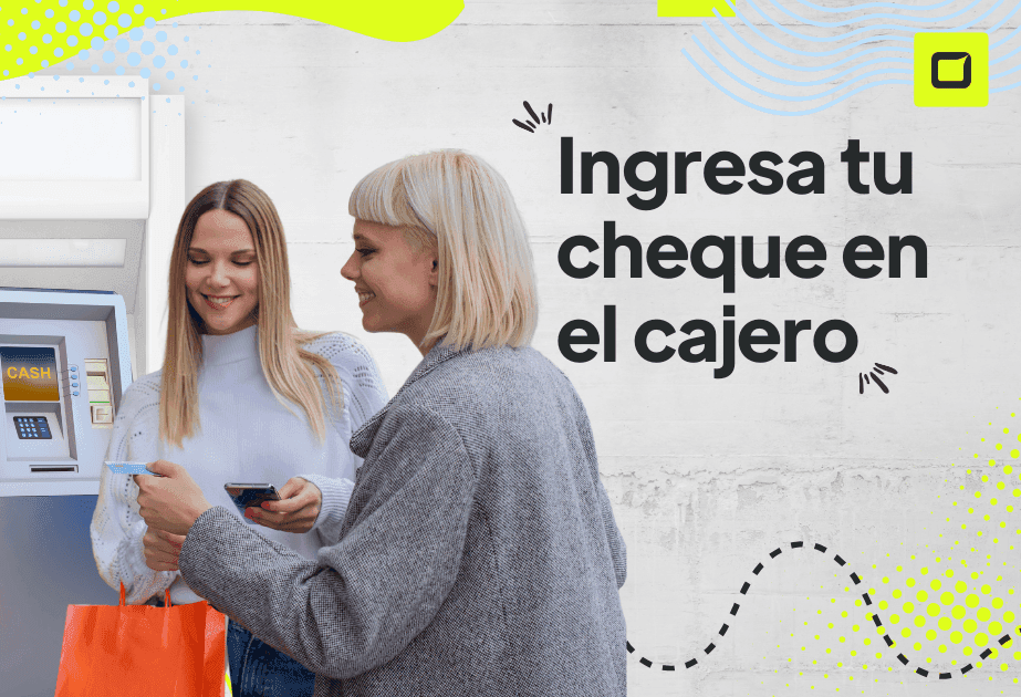 chicas en un cajero automático, ingresando un cheque de forma rápida