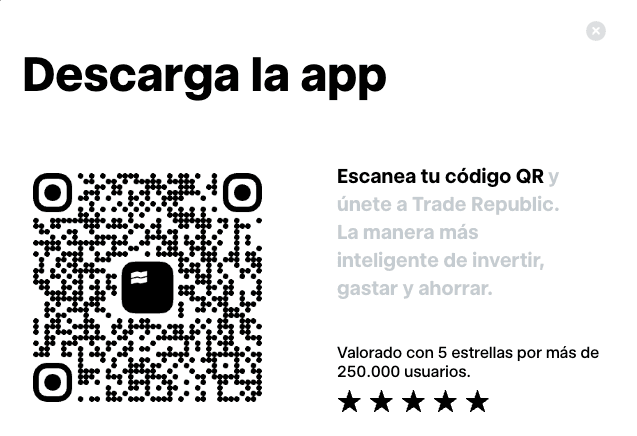 Código QR para descargarte y contratar la aplicación de la cuenta remunerada trade republic