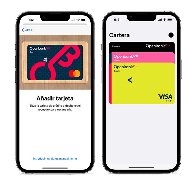 captura de aplicación de openbank donde muestra el tipo de tarjetas que se puede tener con la cuenta ahorro de openbank