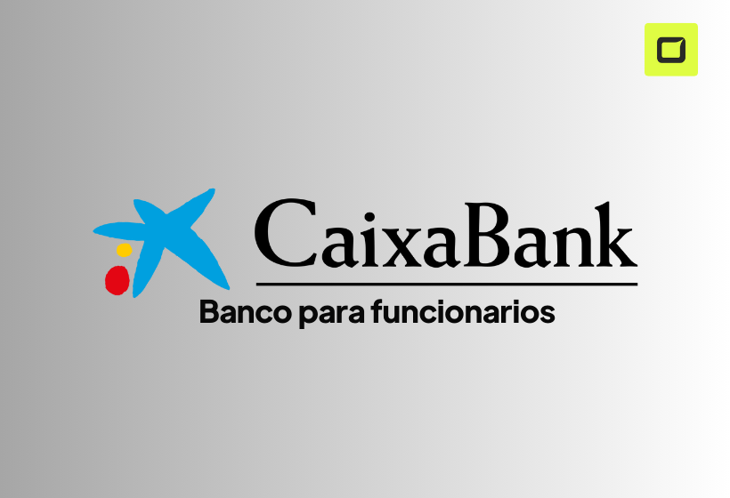 logo del Banco caixaBank como banco para funcionarios con fondo color gris