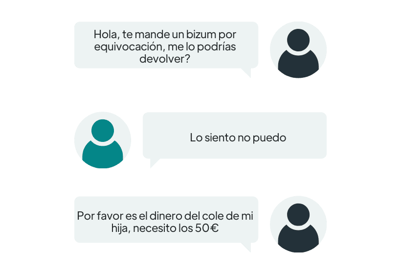 conversación de una persona que quiere estafar por bizum