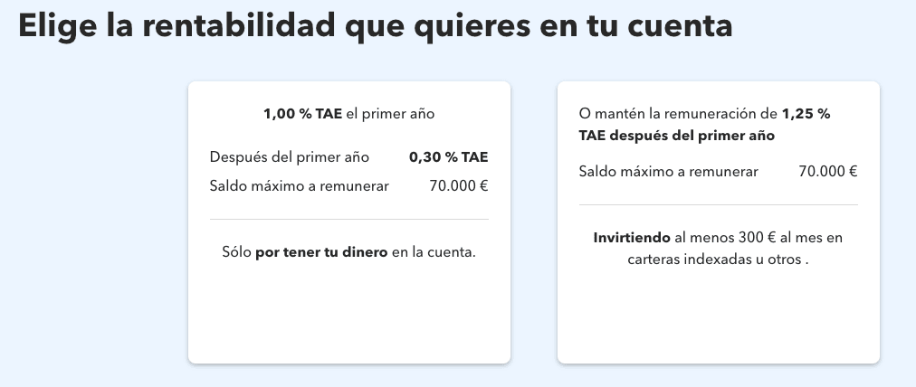 dos de las opciones de cuentas remuneradas de myinvestor donde cuenta como mantener cada interes