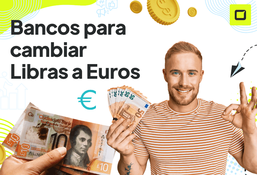 Chico sosteniendo euros, feliz porque puedo hacer el cambio de libras a euros de forma rapida y facil gracias a los bancos