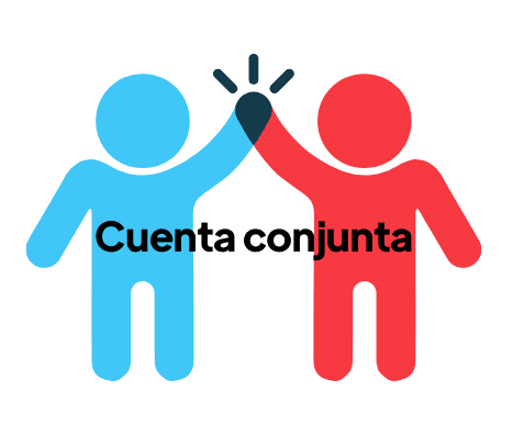 que es una cuenta conjunta ta icono, dos personas de color rojo y azul tomándose de la mano mostrando que son las cuentas conjuntas