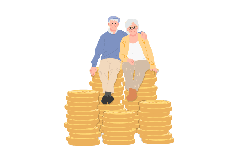 personas mayores sentada sobre sus ahorros de pensión