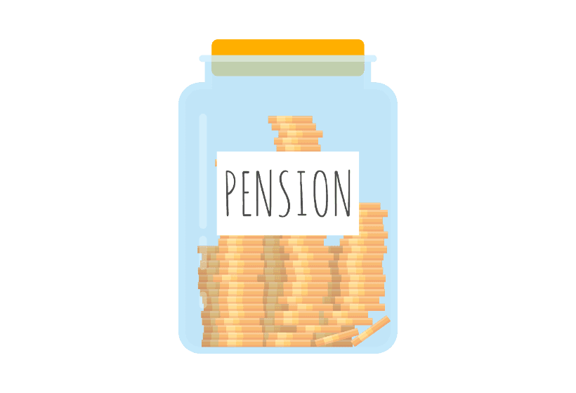 dinero en un embase que dice pensión