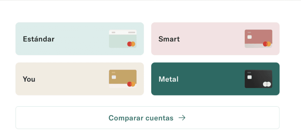 tipos de planes que ofrece n26 como el plan metal de n26 o el plan smart