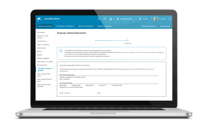Informa a RRHH de tu empresa Cuando hayas completado el registro, comunícales tu nuevo número de cuenta.