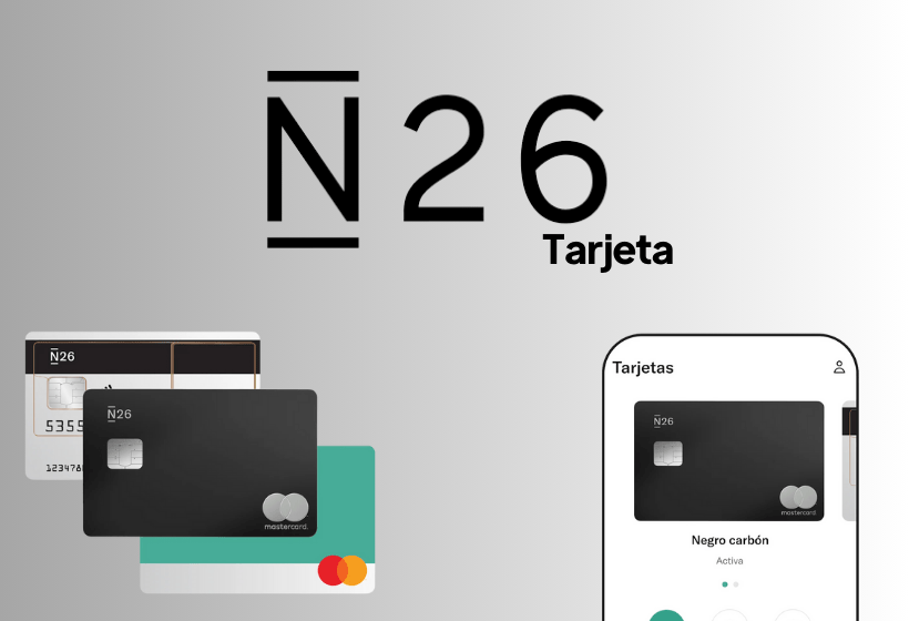 tarjeta n26 con fondo gris degradado y letras negras
