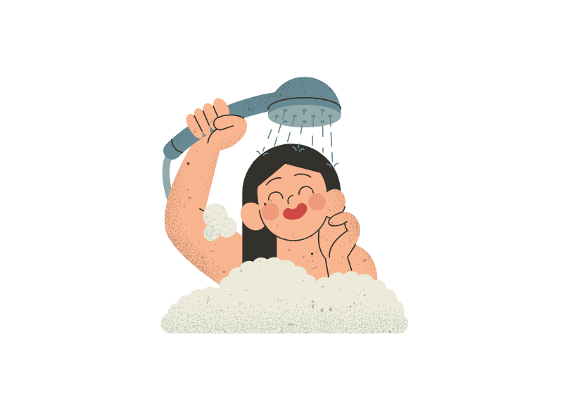 chica tomando una ducha mas corta para ahorrar en la factura del gas