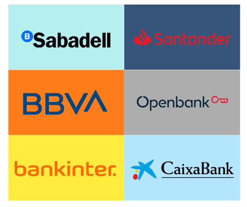 diferentes logos de bancos para cambiar tu nomina y elegir la mejor opcion