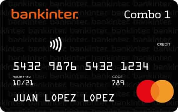 tarjeta de credito bankinter, color negro y con su logo color naranja