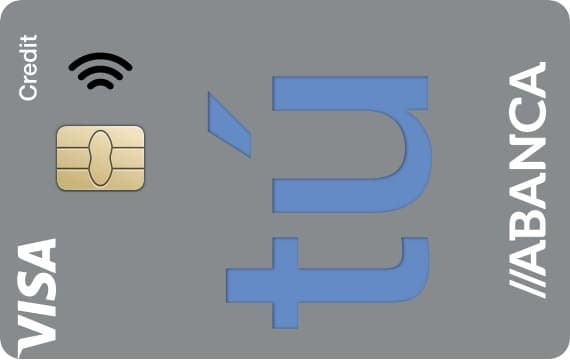 tarjeta abanca tu con su logo y de color gris, con letras azules