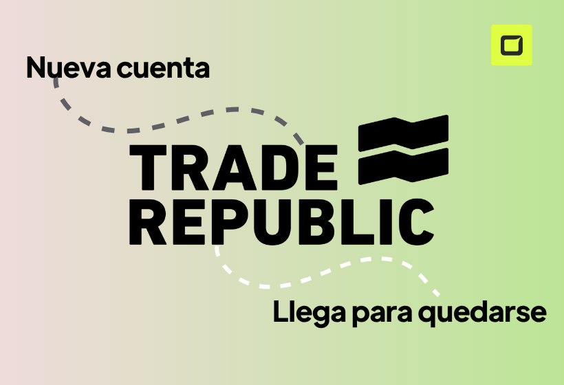 Lanzamiento de la nueva cuenta corriente de trade republico con logo y letras negras