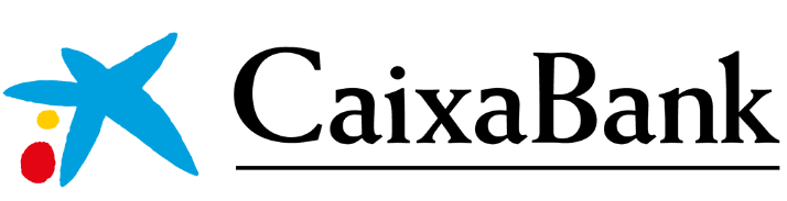 logo de CaixaBank con letras negras , estrella azul y fondo transparente