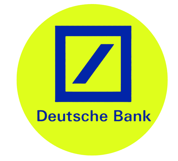 logo deutsche bank con letras de color y fondo color verde
