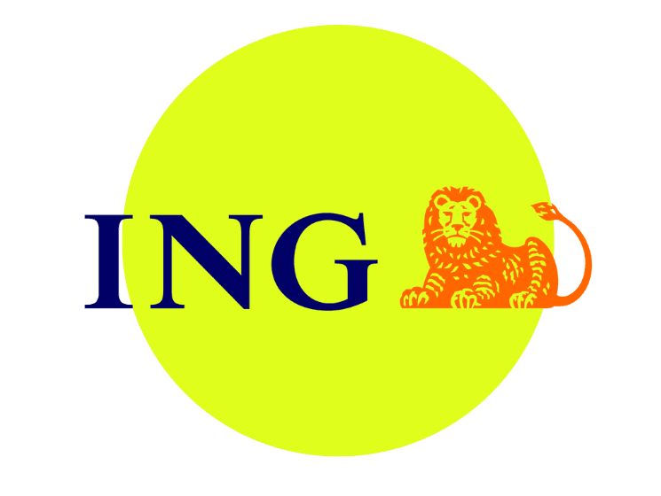 logo ING con letras de color y fondo color verde